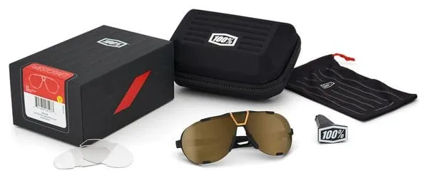 100% Gafas de sol 100% Westcraft Soft Tact Black - Lentes dorados espejados