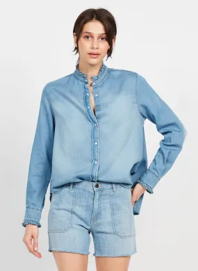 ACQUAVERDE CHEMISE GABY - Camisa vaquera con cuello redondo en azul