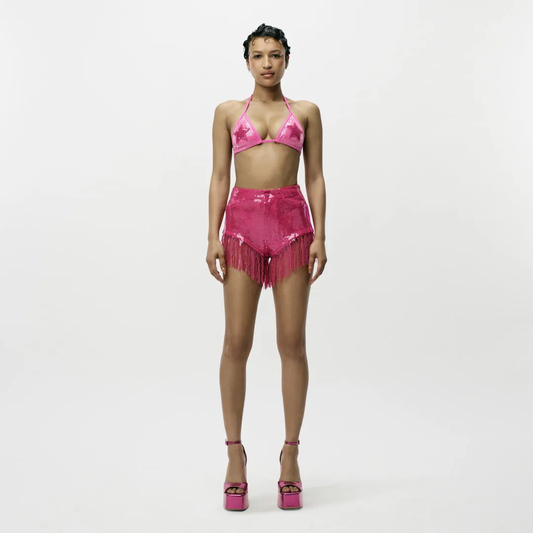 adidas Originals Sequin Shorts with Fringe