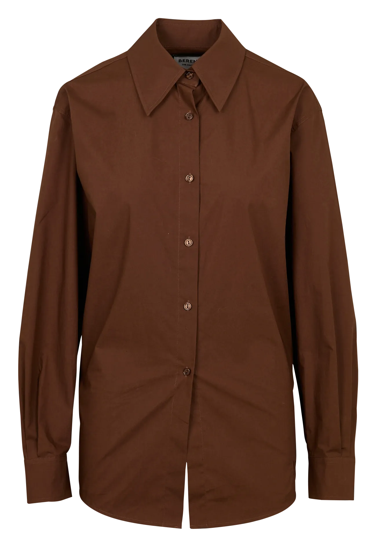 BERENICE CHARMIE - Camisa entallada de algodón con cuello clásico en marron