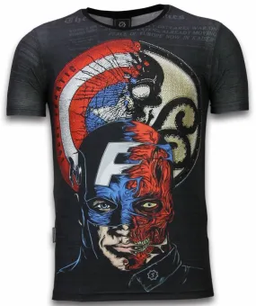 Captain - Digital Rhinestone Camisetas Personalizadas - Negro