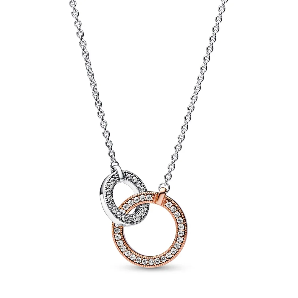 Collar Circulos Entrelazados en Dos Tonos de Pandora Signature 392778C01
