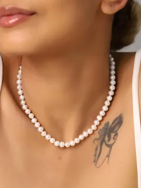 Collar Perla Cultivada en Plata y Plata con Baño de Oro