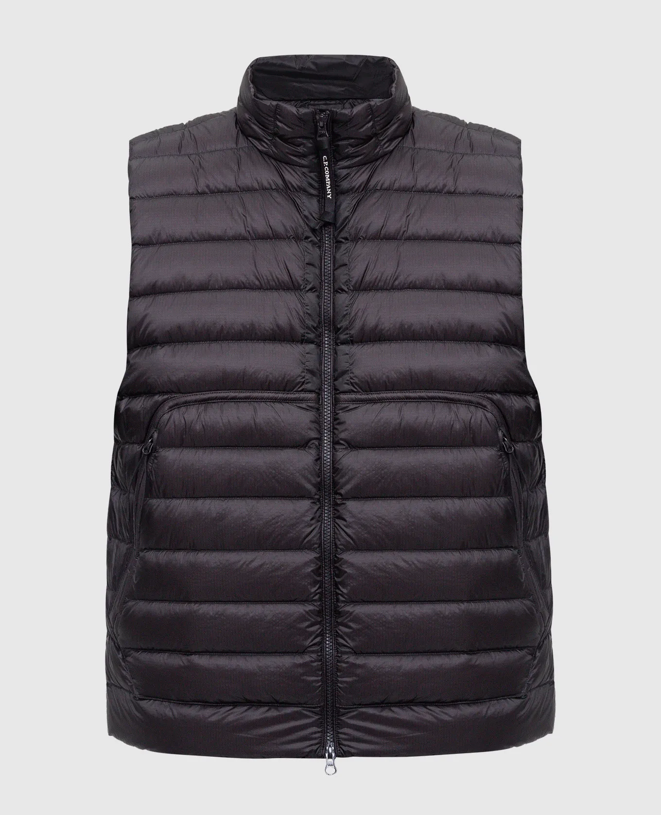 C.P. Company Black DD Shell quilted down vest with logo patch
