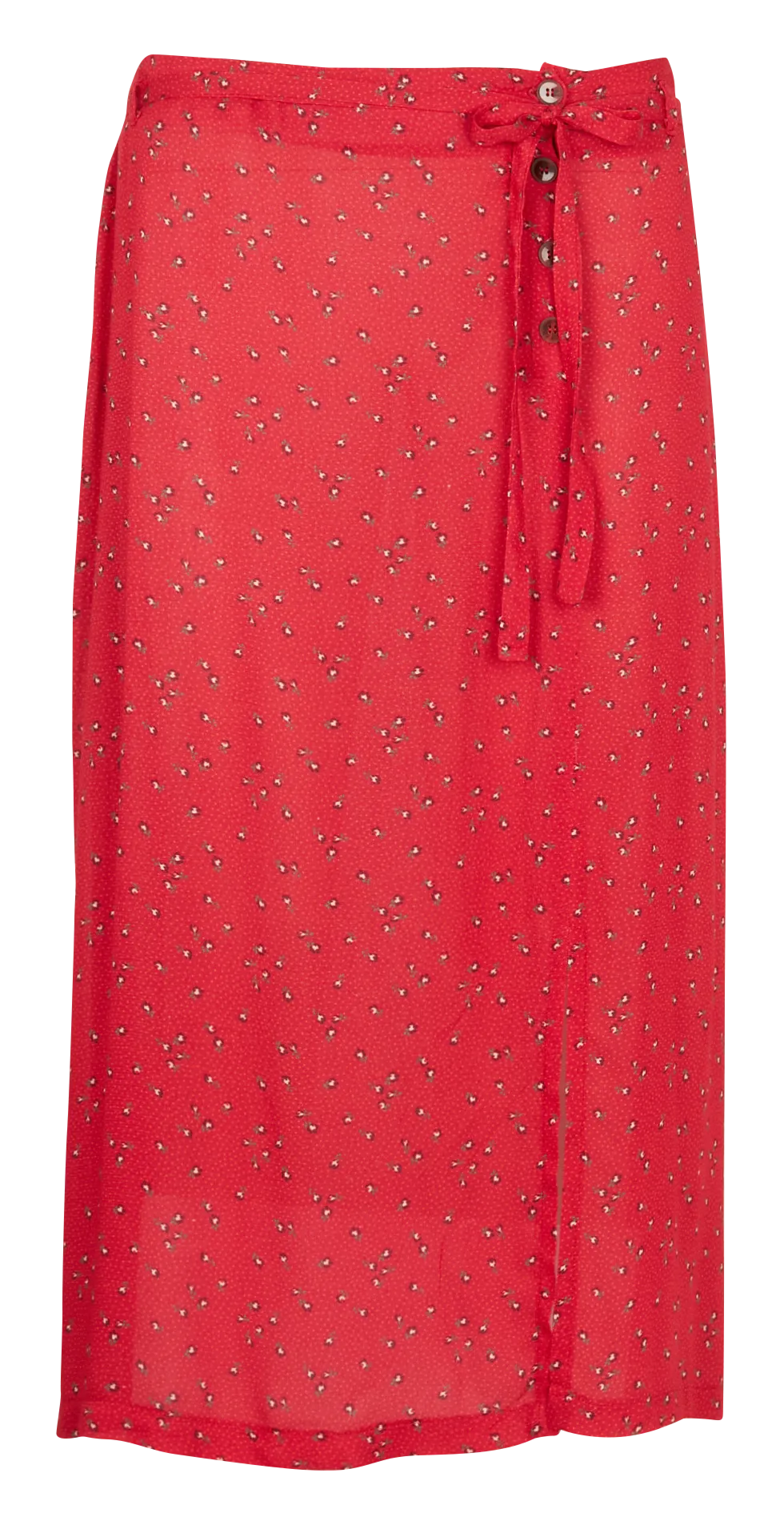 EMILE ET IDA ZELIE - Falda midi recta de flores en rojo
