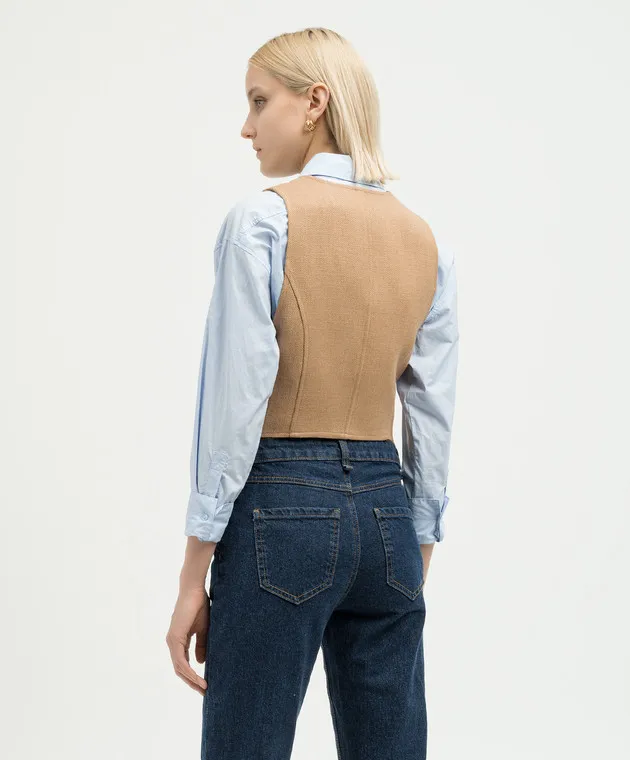 Etro Beige wool vest with embroidery