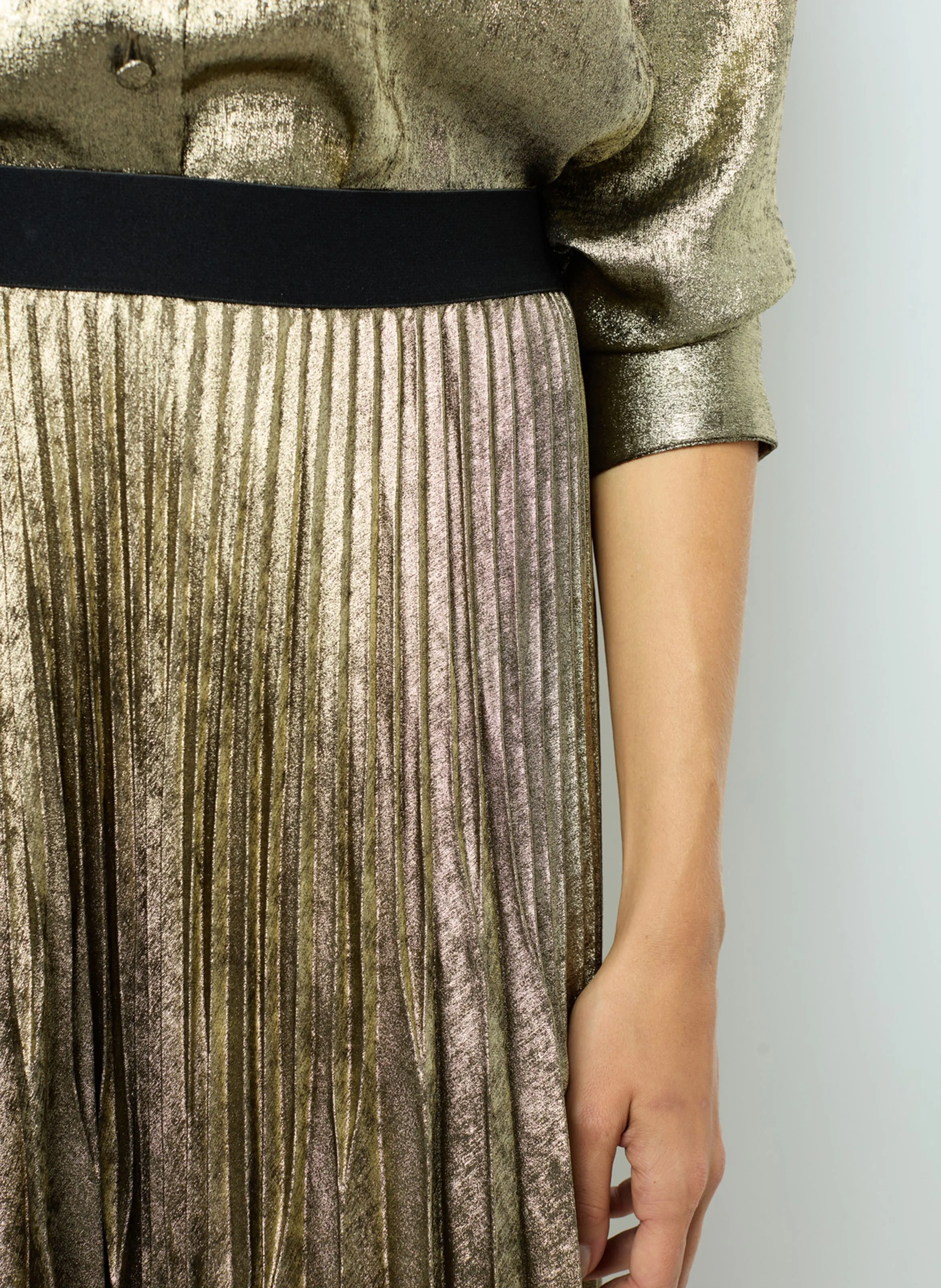 GERARD DAREL CHIRAZE - Falda midi plisada dorada en dorado