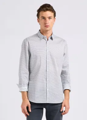 IKKS Camisa entallada de algodón elástico en azul