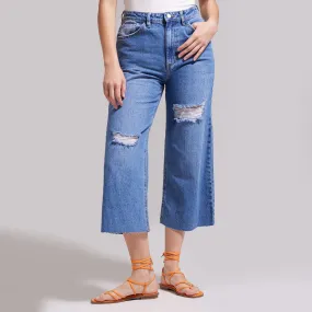 Jean Tipo Culotte Con Rotos