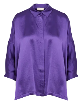 KARMA KOMA MANON - Camisa recta y vaporosa de seda de jacquard en negro