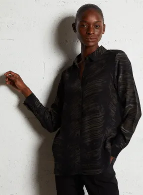 MAISON 123 CARLA - Camisa con cuello clásico estampado en caqui