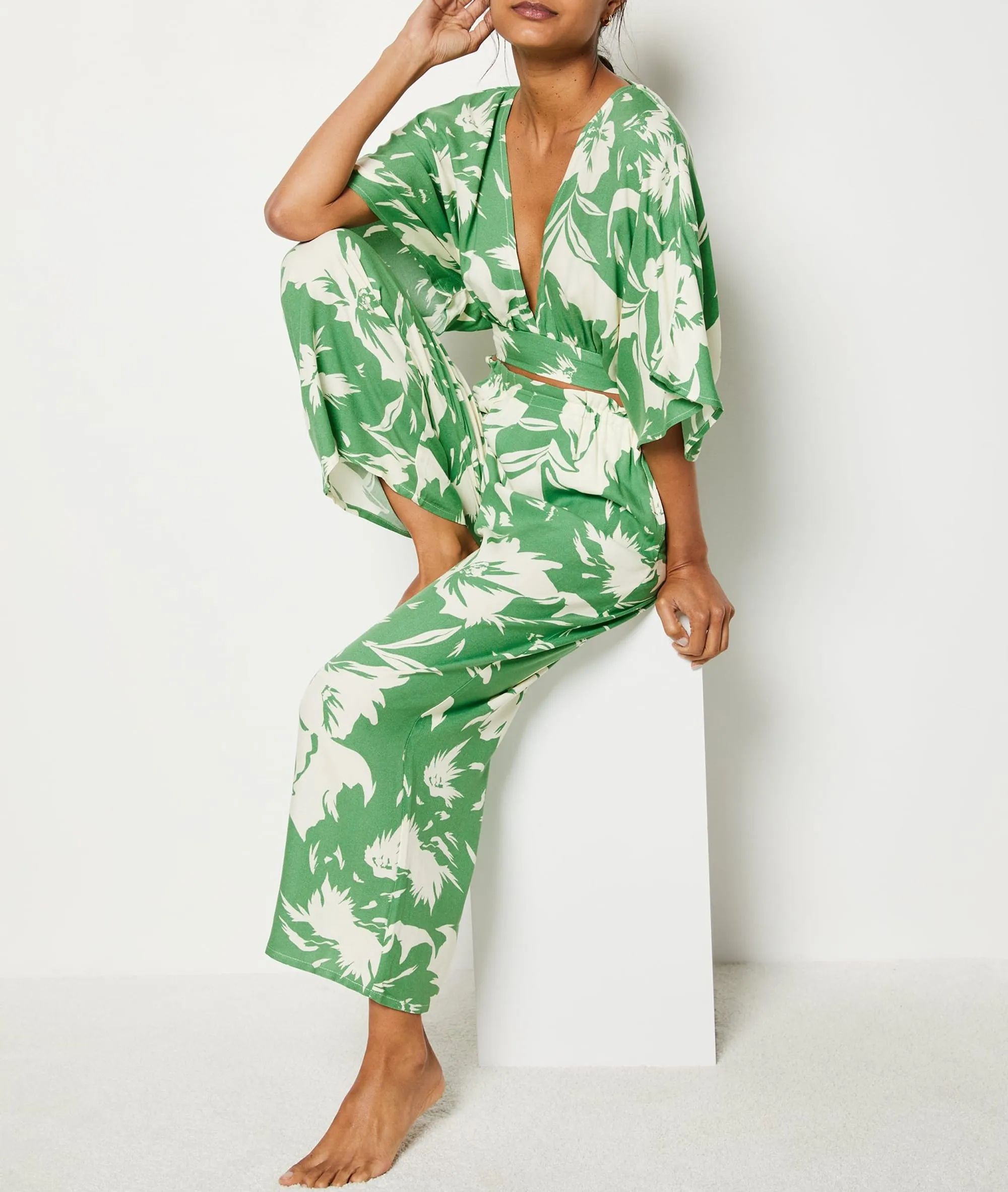 Pantalon imprimé 7/8 JUBIKA IMP FD ECRU - ETAM