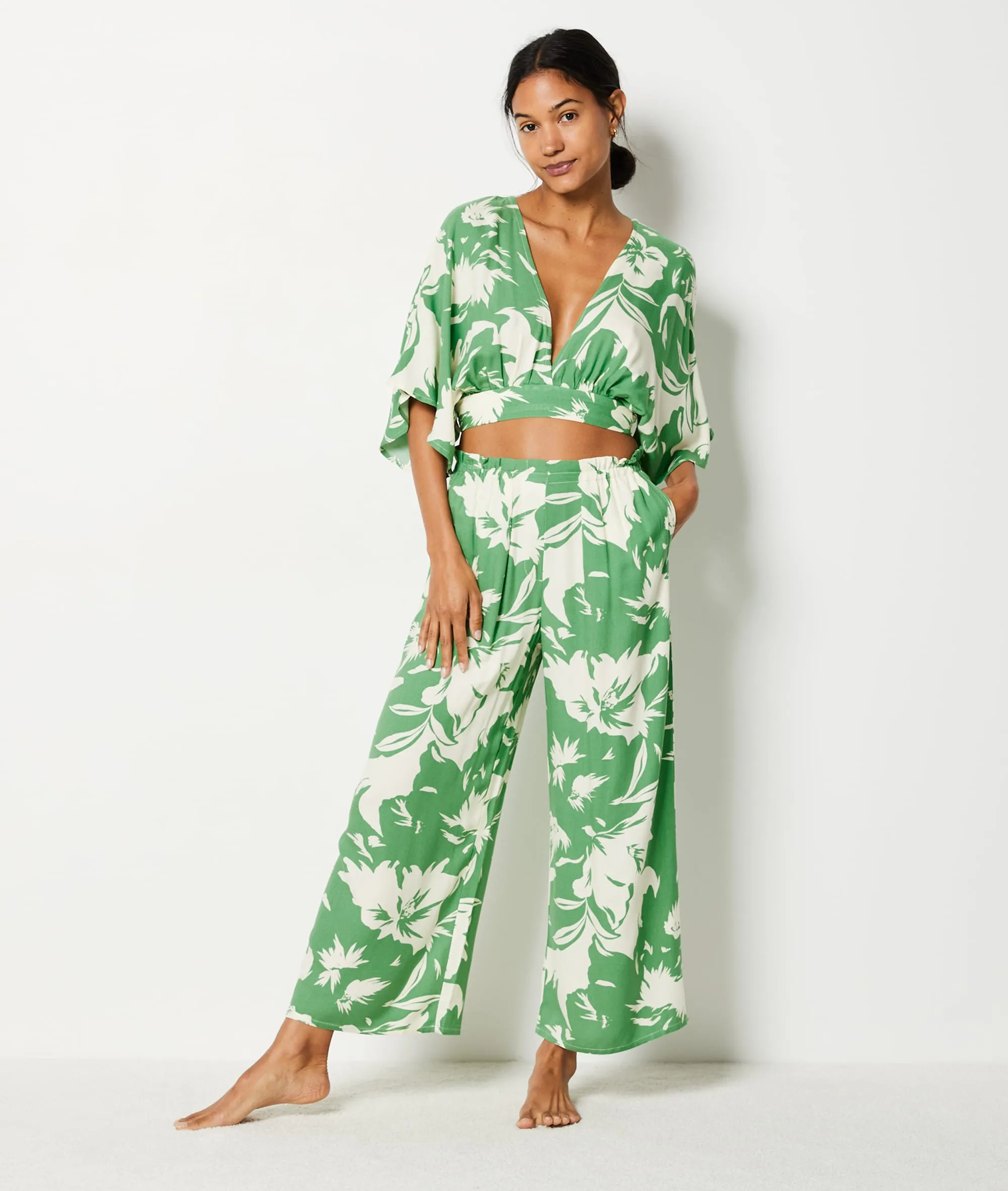 Pantalon imprimé 7/8 JUBIKA IMP FD ECRU - ETAM