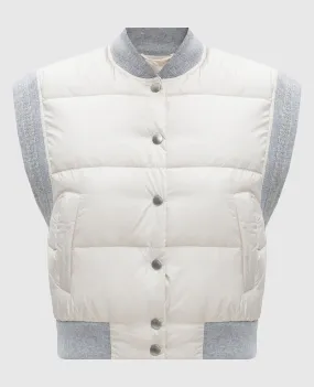 Peserico Beige down vest with monil chain
