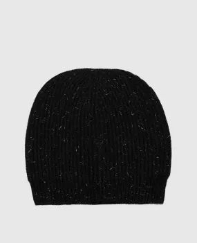 Peserico Black hat made of wool, silk and cashmere with lurex
