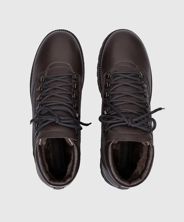 Peserico Brown combined boots on fur