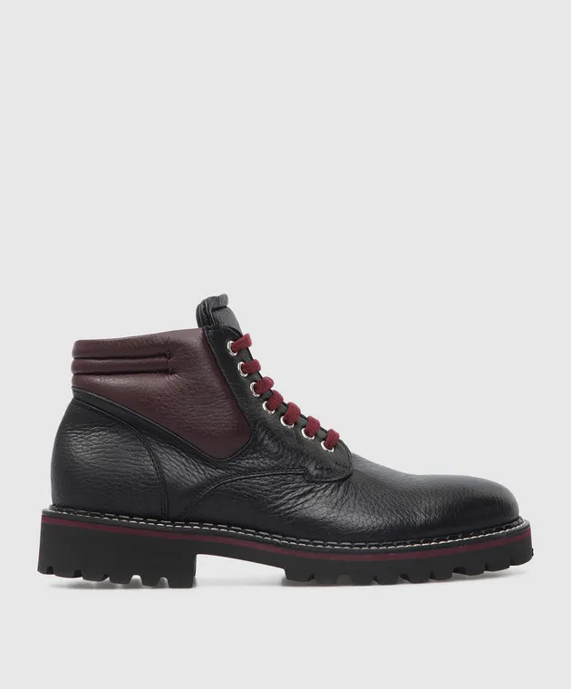 Stefano Ricci Children's leather boots with contrast insert