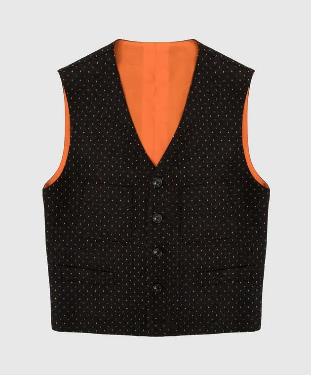 Stefano Ricci Dark brown patterned wool vest