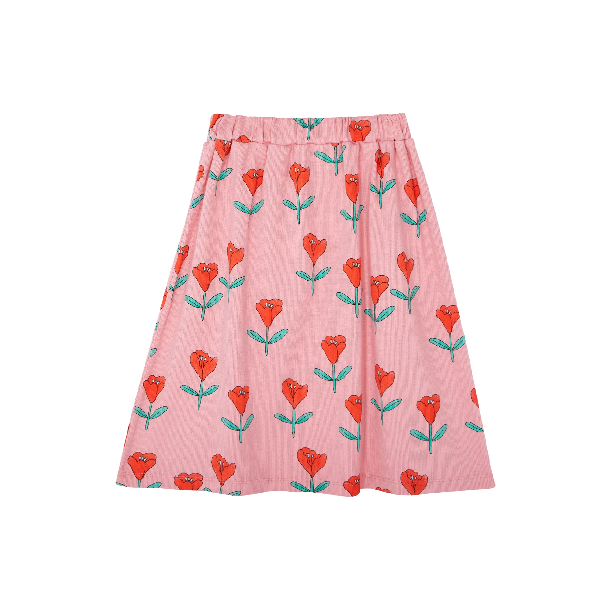 THE CAMPAMENTO Falda midi evasé de algodón estampada en rosa