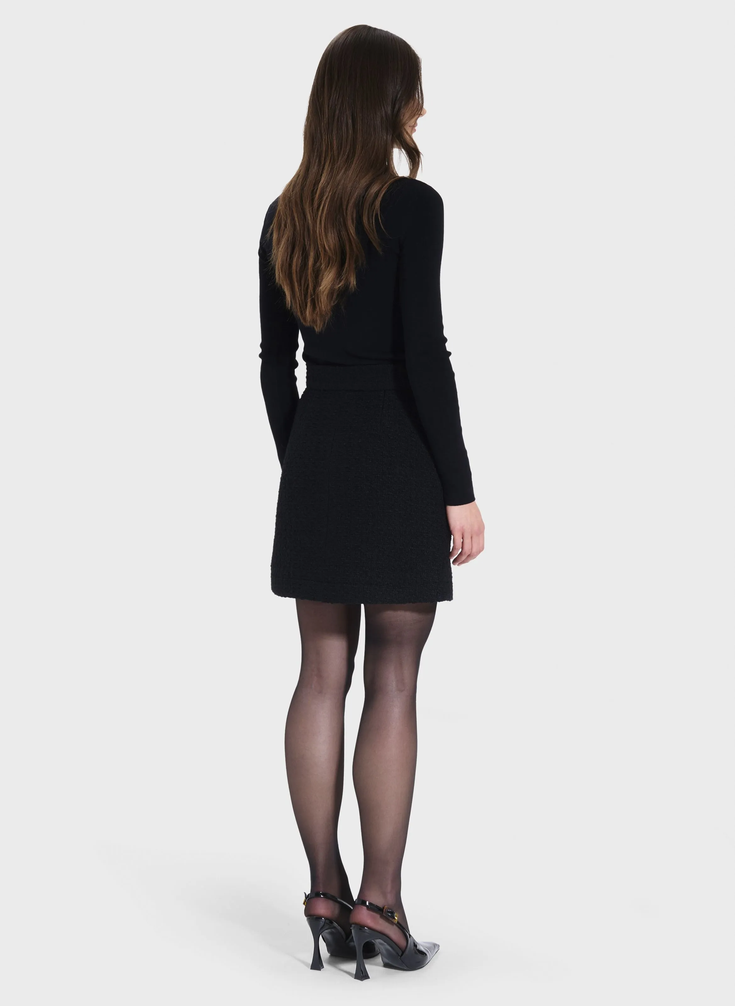 ZAPA JINI - Falda corta recta de tweed en negro
